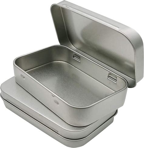 small metal storage box with lid|metals containers with hinged lids.